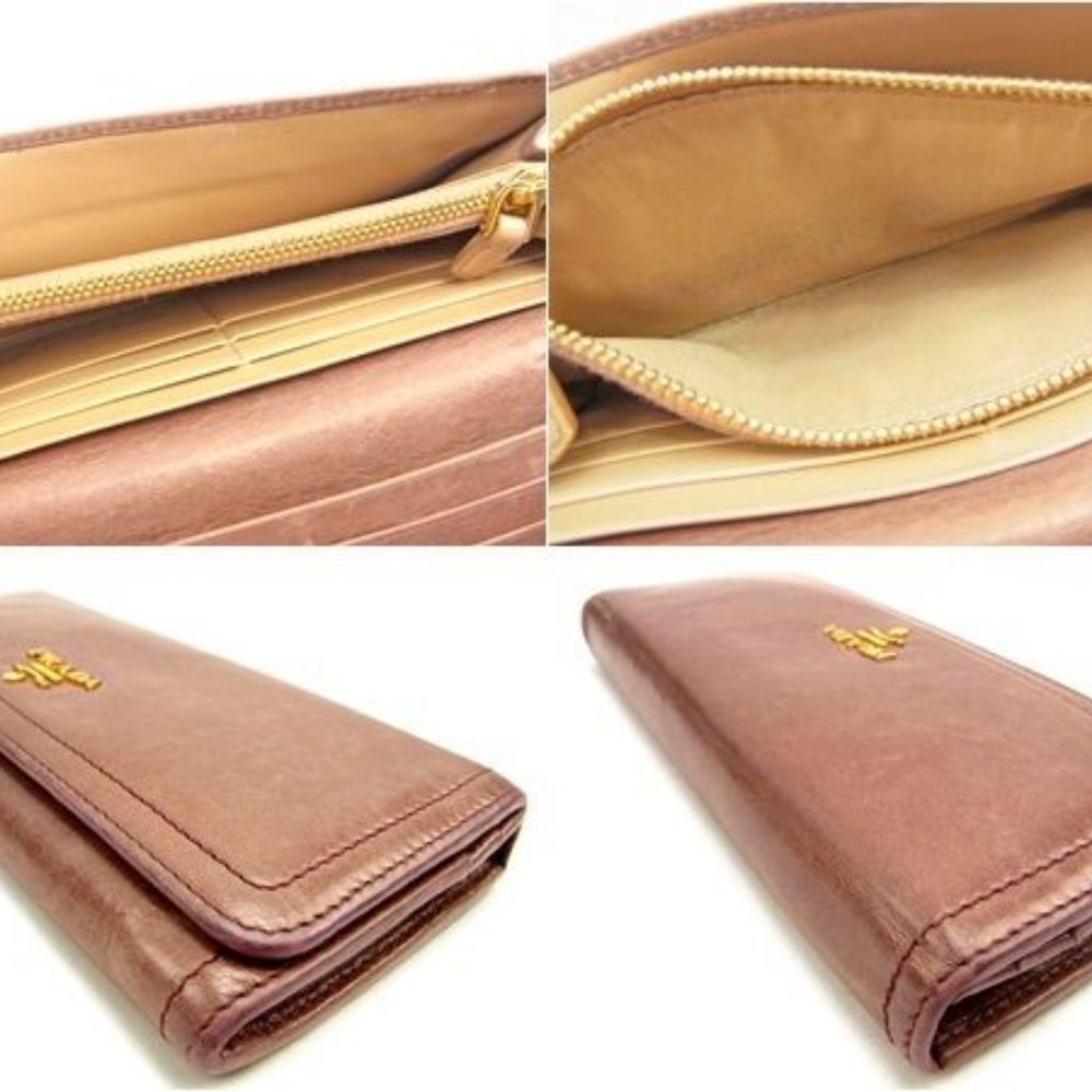 Prada Wallet Purse Long Wallet Logo Pink Gold Woman Authentic Used - Picture 6 of 6